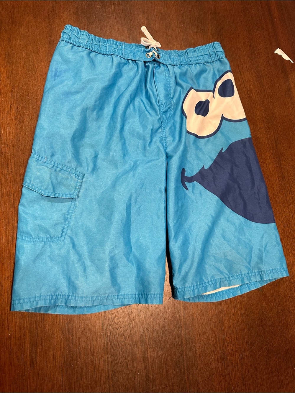 Blue Graphic Boys Cargo Swim Shorts with Side Pocket